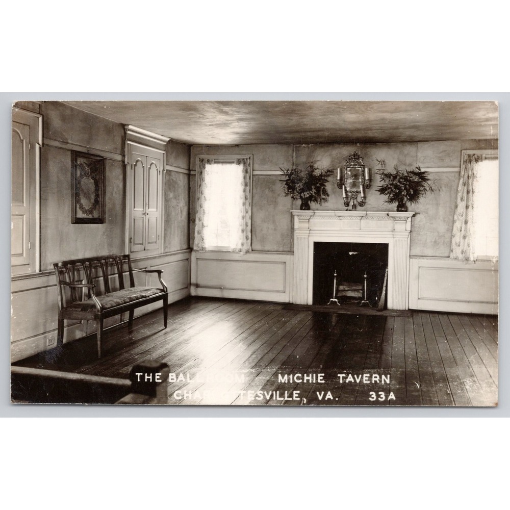 The Ballroom Michie Tavern Charlottesville VA Vintage RPPC‎ Postcard 1948